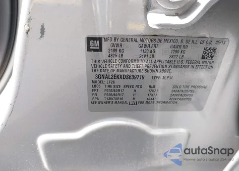 2013 Chevrolet Captiva Sport 2Ls из США, поврежденный, VIN 3GNAL2EKXDS639719